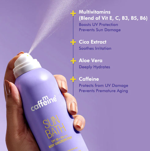 mCaffeine Sun Bath SPF Body Sunscreen 80+ PA ++++ Spray